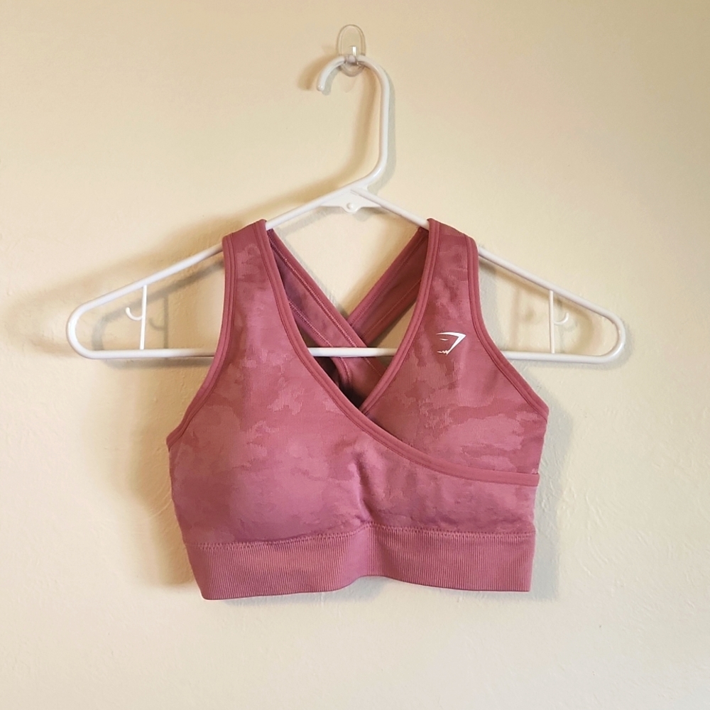 Pink Gymshark Camo Seamless Sports Bra
